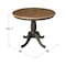 International Concepts Round 36 in Round Top Pedestal Table, 29.1 inH, Hickory/Washed Coal, 36 W, 36 L, 29.1 in H, Wood K45-36RT - alternate 2